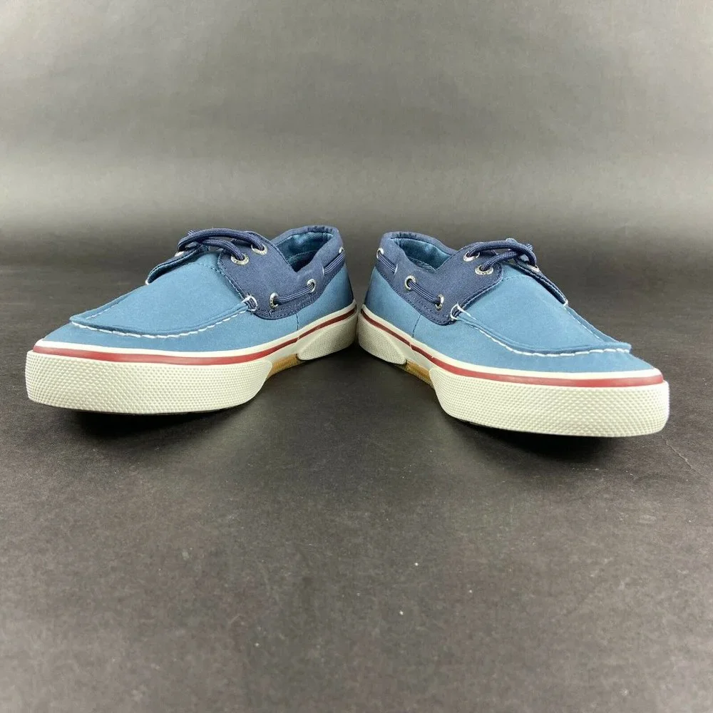 Sperry Men's Halyard 2-Eyed Memory Foam Nautical Navy Blue Boat Shoe Size 8